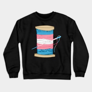 Thread Spool of Transgender Pride Flag Japanese Ocean Wave Crewneck Sweatshirt